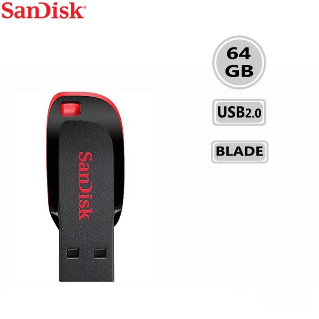 فلش مموری USB2.0 سن دیسک 64 گیگابایت مدل SanDisk Cruzer Blade